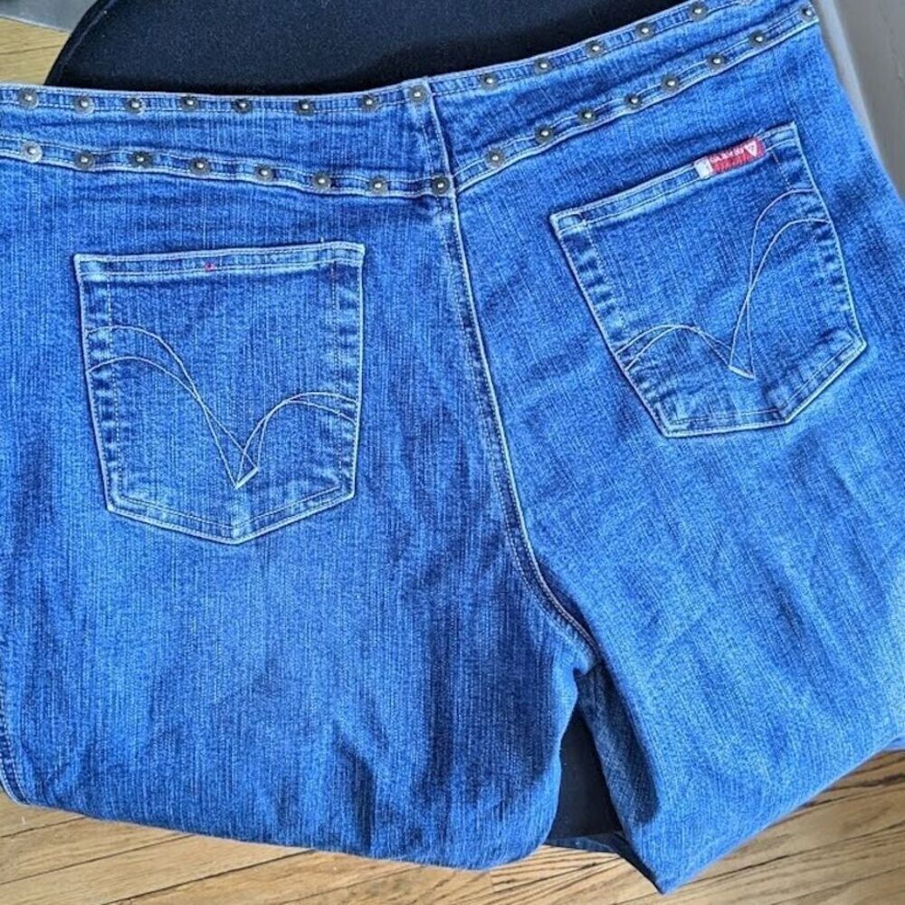 Vintage y2k Guess Jeans Flare Denim Studded Detail Medium Wash Size 31 - Picture 11 of 12